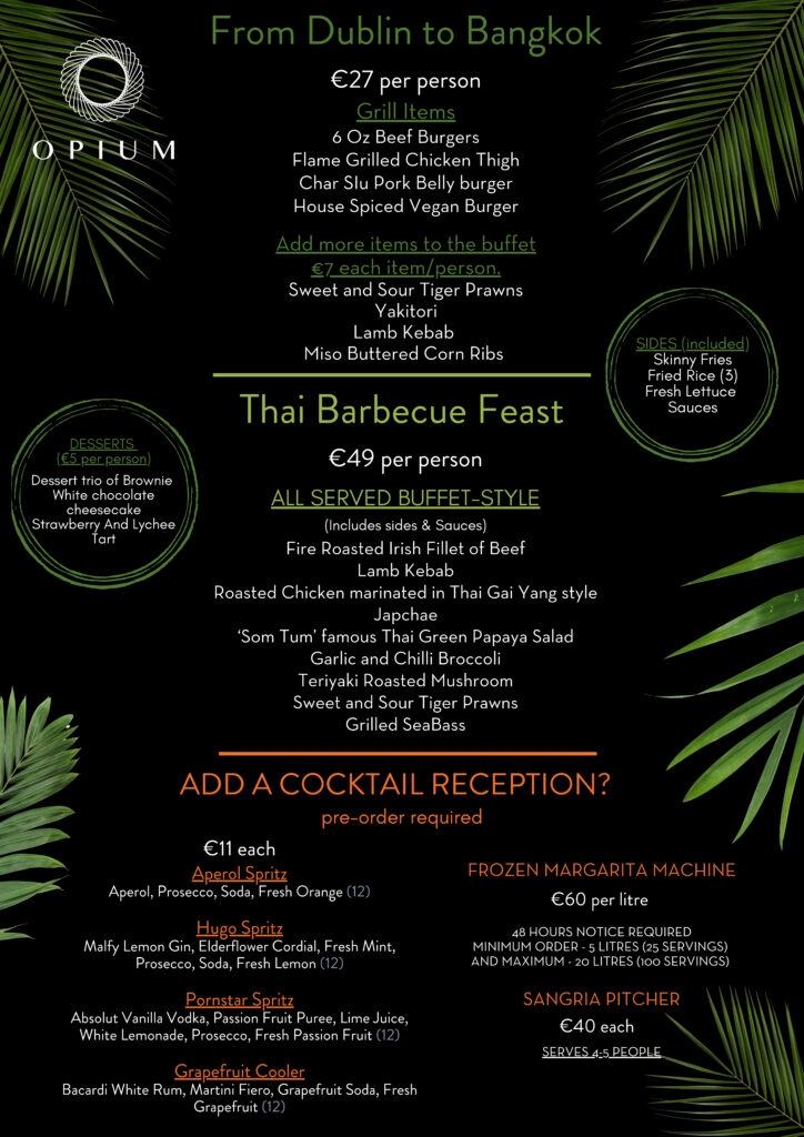 Opium 2026 Summer BBQ Menu